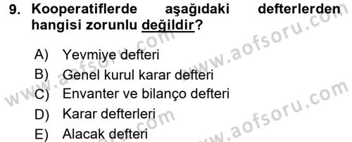 Şirketler Muhasebesi Dersi 2017 - 2018 Yılı 3 Ders Sınav Soruları 9. Soru