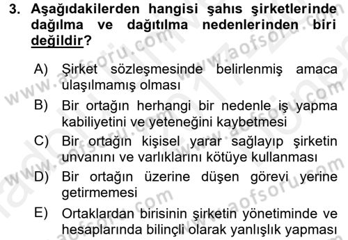 Şirketler Muhasebesi Dersi 2017 - 2018 Yılı (Final) Dönem Sonu Sınav Soruları 3. Soru