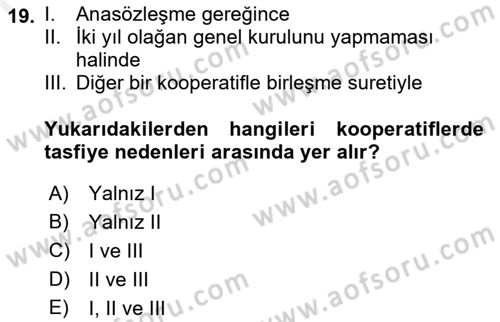 Şirketler Muhasebesi Dersi 2018 - 2019 Yılı (Final) Dönem Sonu Sınav Soruları 19. Soru