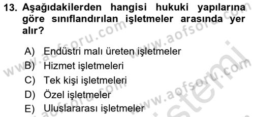 Şirketler Muhasebesi Dersi 2021 - 2022 Yılı (Vize) Ara Sınav Soruları 13. Soru