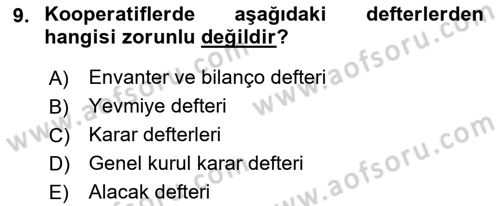 Şirketler Muhasebesi Dersi 2021 - 2022 Yılı (Final) Dönem Sonu Sınav Soruları 9. Soru