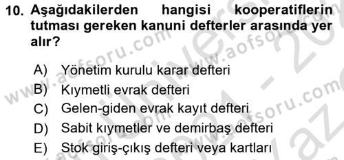 Şirketler Muhasebesi Dersi 2021 - 2022 Yılı Yaz Okulu Sınav Soruları 10. Soru