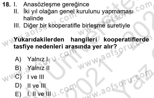 Şirketler Muhasebesi Dersi 2021 - 2022 Yılı Yaz Okulu Sınav Soruları 18. Soru