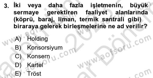 Şirketler Muhasebesi Dersi 2023 - 2024 Yılı (Final) Dönem Sonu Sınav Soruları 3. Soru