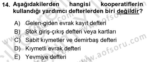 Şirketler Muhasebesi Dersi 2023 - 2024 Yılı Yaz Okulu Sınav Soruları 14. Soru