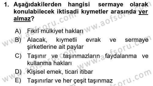 Şirketler Muhasebesi Dersi 2024 - 2025 Yılı (Final) Dönem Sonu Sınav Soruları 1. Soru