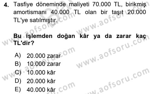 Şirketler Muhasebesi Dersi 2024 - 2025 Yılı (Final) Dönem Sonu Sınav Soruları 4. Soru