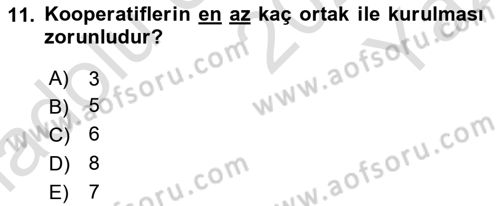 Şirketler Muhasebesi Dersi 2024 - 2025 Yılı Yaz Okulu Sınav Soruları 11. Soru