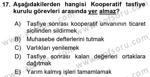 Şirketler Muhasebesi Dersi 2024 - 2025 Yılı Yaz Okulu Sınav Soruları 17. Soru