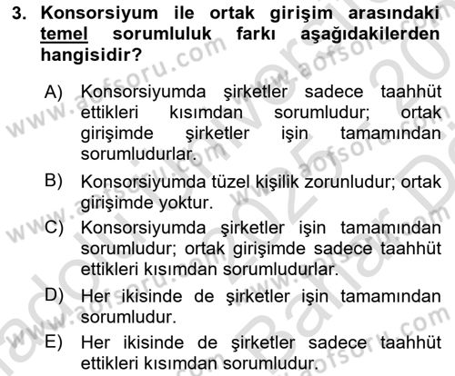 Şirketler Muhasebesi Dersi 2025 - 2026 Yılı (Vize) Ara Sınav Soruları 3. Soru