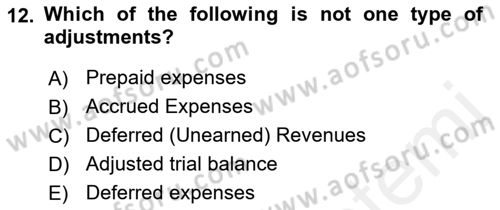 Accounting 1 Dersi 2018 - 2019 Yılı (Vize) Ara Sınavı 12. Soru