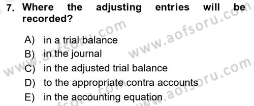 Accounting 1 Dersi 2018 - 2019 Yılı (Vize) Ara Sınavı 7. Soru