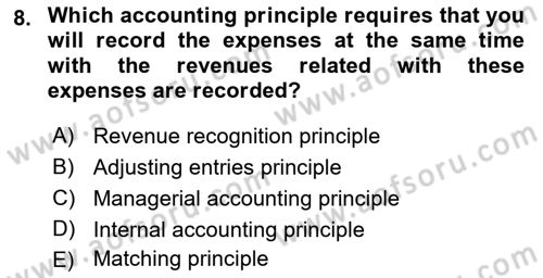 Accounting 1 Dersi 2018 - 2019 Yılı (Vize) Ara Sınavı 8. Soru