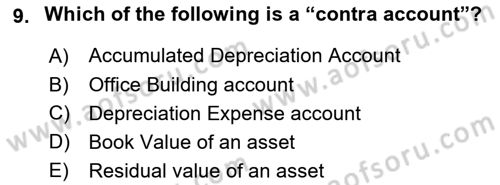 Accounting 1 Dersi 2018 - 2019 Yılı (Vize) Ara Sınavı 9. Soru