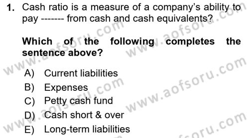 Accounting 1 Dersi 2018 - 2019 Yılı (Final) Dönem Sonu Sınav Soruları 1. Soru