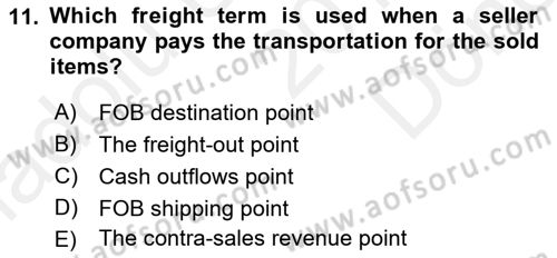 Accounting 1 Dersi 2018 - 2019 Yılı (Final) Dönem Sonu Sınav Soruları 11. Soru