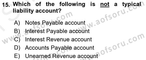 Accounting 1 Dersi 2018 - 2019 Yılı (Final) Dönem Sonu Sınav Soruları 15. Soru