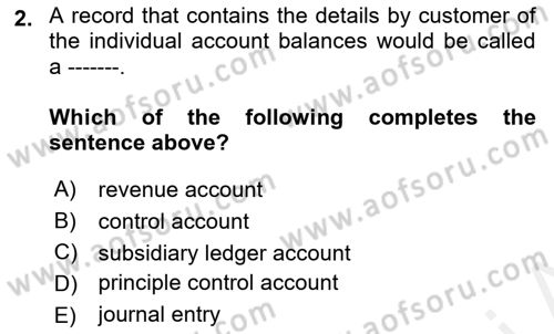 Accounting 1 Dersi 2018 - 2019 Yılı (Final) Dönem Sonu Sınav Soruları 2. Soru