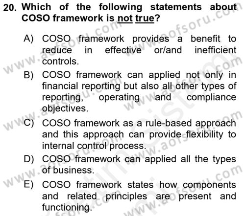 Accounting 1 Dersi 2018 - 2019 Yılı (Final) Dönem Sonu Sınav Soruları 20. Soru