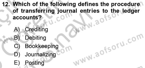 Accounting 1 Dersi 2018 - 2019 Yılı Yaz Okulu Sınav Soruları 12. Soru