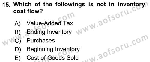 Accounting 1 Dersi 2018 - 2019 Yılı Yaz Okulu Sınav Soruları 15. Soru