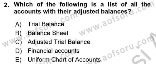 Accounting 1 Dersi 2018 - 2019 Yılı Yaz Okulu Sınav Soruları 2. Soru