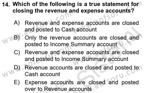 Accounting 1 Dersi 2019 - 2020 Yılı (Vize) Ara Sınav Soruları 14. Soru