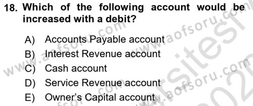 Accounting 1 Dersi 2019 - 2020 Yılı (Vize) Ara Sınav Soruları 18. Soru