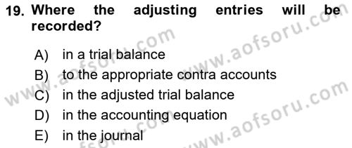 Accounting 1 Dersi 2019 - 2020 Yılı (Vize) Ara Sınav Soruları 19. Soru