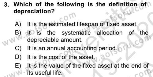 Accounting 1 Dersi 2019 - 2020 Yılı (Vize) Ara Sınav Soruları 3. Soru