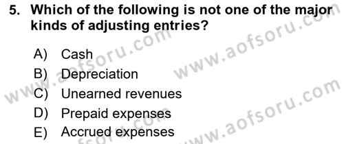 Accounting 1 Dersi 2019 - 2020 Yılı (Vize) Ara Sınav Soruları 5. Soru