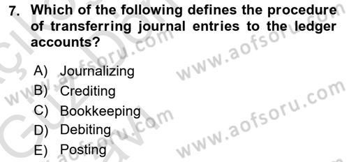 Accounting 1 Dersi 2019 - 2020 Yılı (Vize) Ara Sınav Soruları 7. Soru
