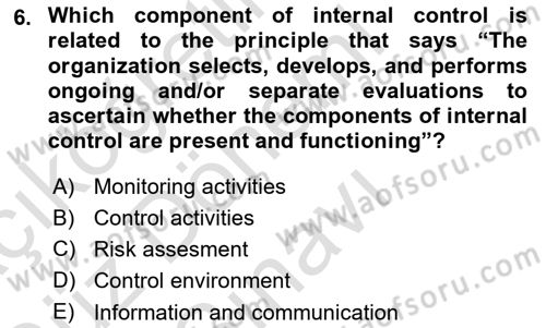 Accounting 1 Dersi 2019 - 2020 Yılı (Final) Dönem Sonu Sınavı 6. Soru