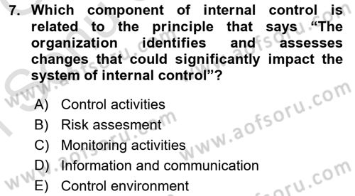 Accounting 1 Dersi 2019 - 2020 Yılı (Final) Dönem Sonu Sınavı 7. Soru