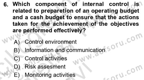 Accounting 1 Dersi 2020 - 2021 Yılı Yaz Okulu Sınav Soruları 6. Soru