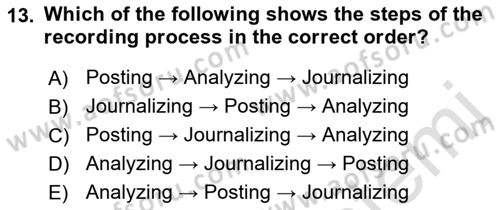 Accounting 1 Dersi 2021 - 2022 Yılı (Vize) Ara Sınav Soruları 13. Soru