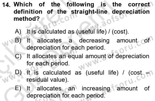 Accounting 1 Dersi 2021 - 2022 Yılı (Vize) Ara Sınavı 14. Soru
