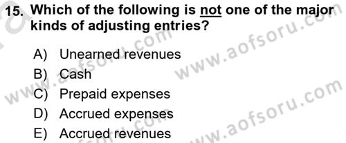 Accounting 1 Dersi 2021 - 2022 Yılı (Vize) Ara Sınavı 15. Soru