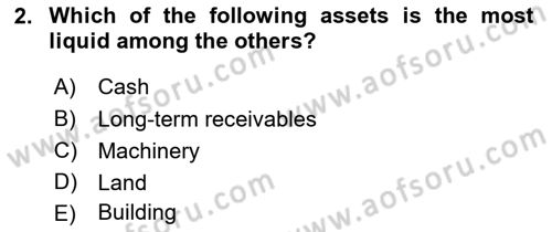 Accounting 1 Dersi 2021 - 2022 Yılı (Vize) Ara Sınav Soruları 2. Soru