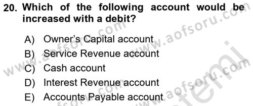 Accounting 1 Dersi 2021 - 2022 Yılı (Vize) Ara Sınav Soruları 20. Soru