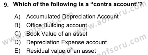 Accounting 1 Dersi 2021 - 2022 Yılı (Vize) Ara Sınav Soruları 9. Soru