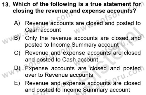 Accounting 1 Dersi 2021 - 2022 Yılı Yaz Okulu Sınavı 13. Soru