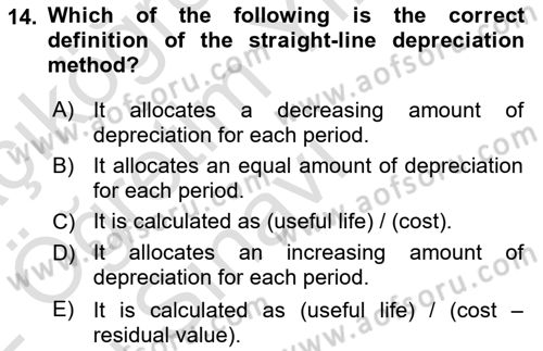 Accounting 1 Dersi 2021 - 2022 Yılı Yaz Okulu Sınavı 14. Soru