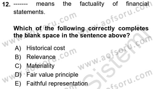 Accounting 1 Dersi 2022 - 2023 Yılı (Vize) Ara Sınav Soruları 12. Soru