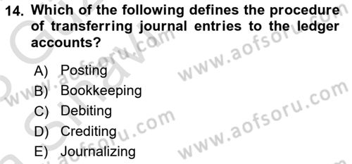 Accounting 1 Dersi 2022 - 2023 Yılı (Vize) Ara Sınav Soruları 14. Soru