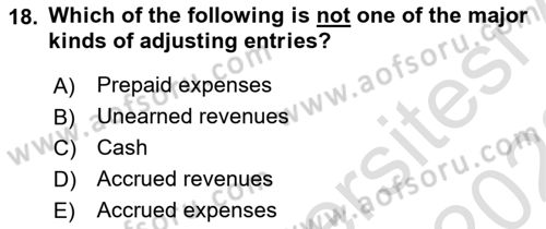 Accounting 1 Dersi 2022 - 2023 Yılı (Vize) Ara Sınav Soruları 18. Soru
