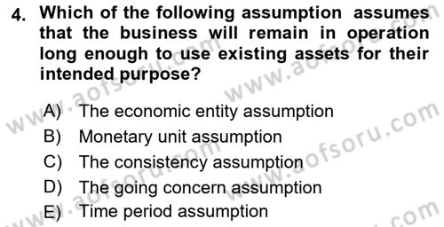 Accounting 1 Dersi 2022 - 2023 Yılı (Vize) Ara Sınav Soruları 4. Soru