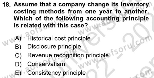 Accounting 1 Dersi 2022 - 2023 Yılı (Final) Dönem Sonu Sınav Soruları 18. Soru