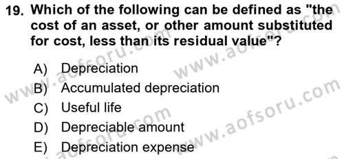 Accounting 1 Dersi 2022 - 2023 Yılı (Final) Dönem Sonu Sınav Soruları 19. Soru