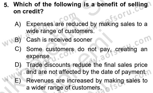 Accounting 1 Dersi 2022 - 2023 Yılı (Final) Dönem Sonu Sınav Soruları 5. Soru